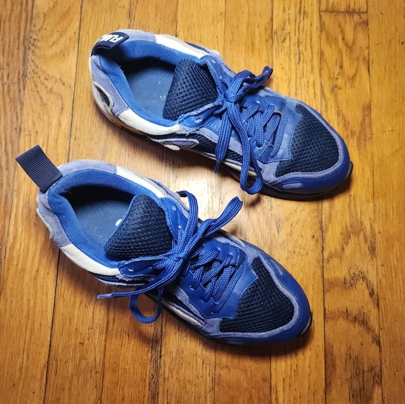 Sandro - Flame Navy Blue Low Top Mixed Media Sneakers - Picture 4 of 12